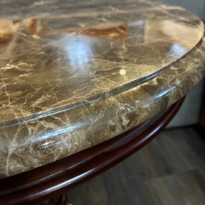 Round Pedestal Accent Table w/ Marble Top