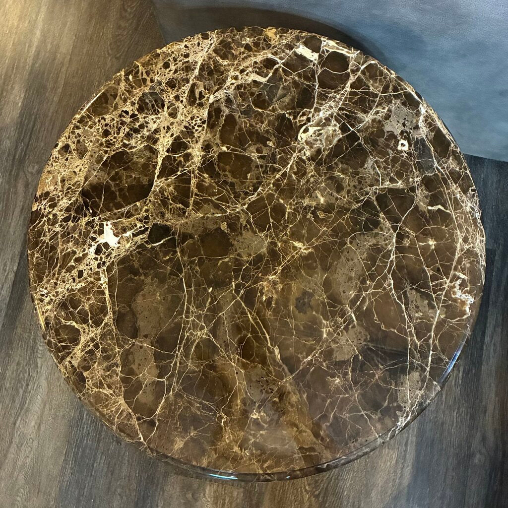 Round Pedestal Accent Table w/ Marble Top