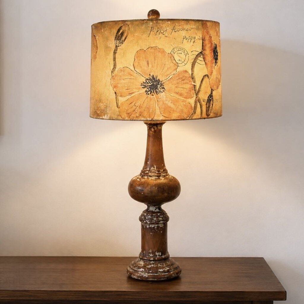 Distressed Lamp Poppy Flower Shade