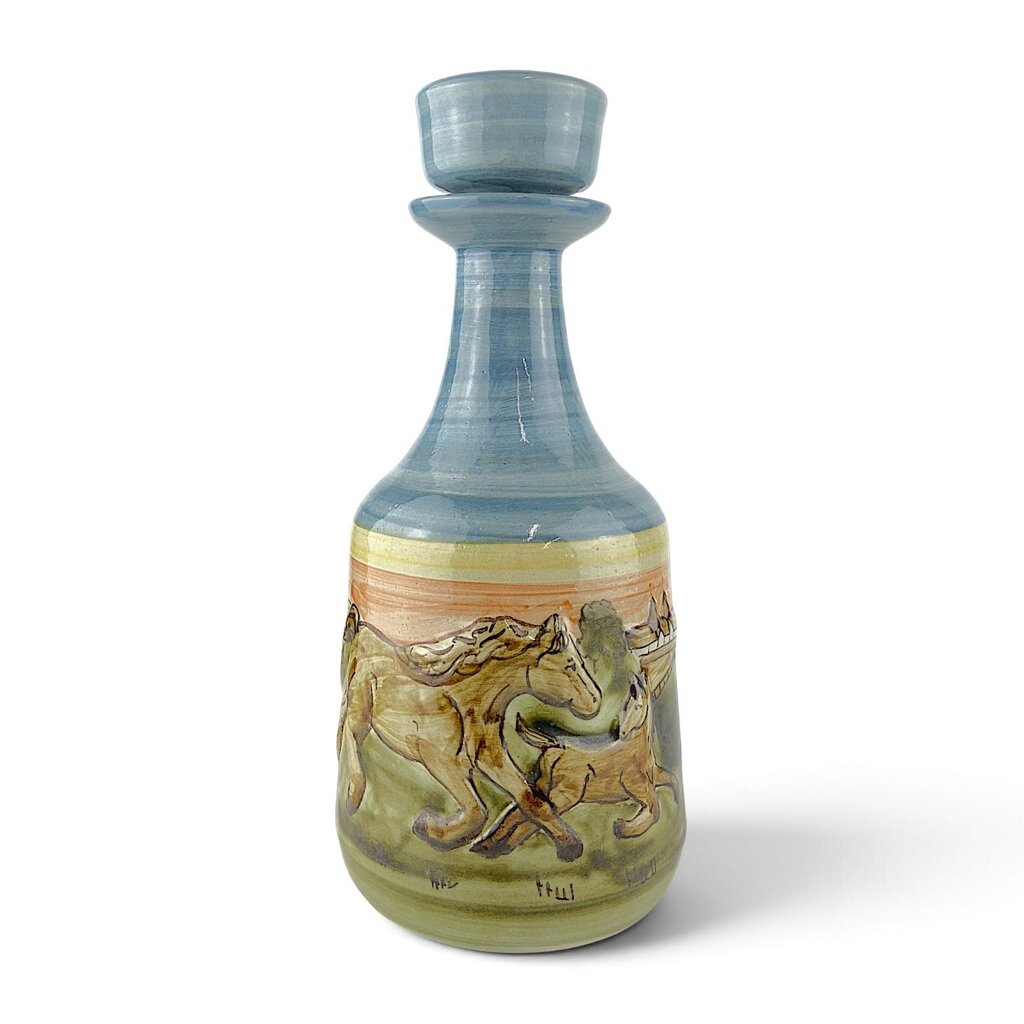 Vintage Pottery Horses Decanter