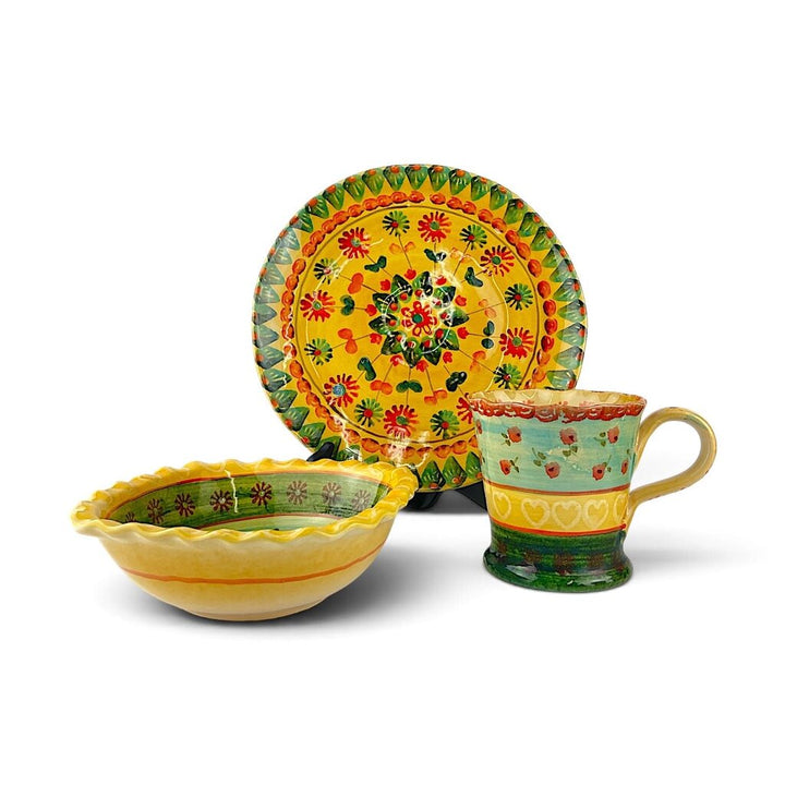3 Piece/ 4 Place Italian Pottery Dish Ser