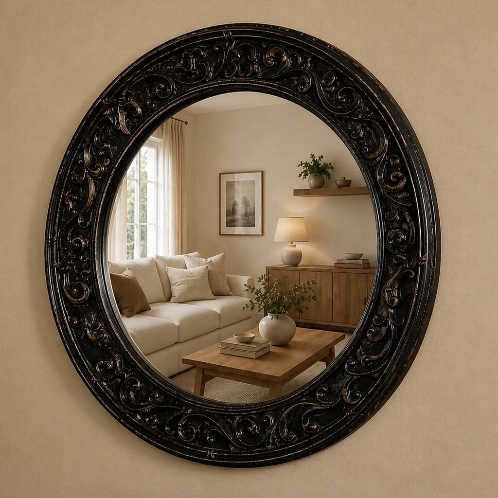 Ornate Scroll Round Mirror