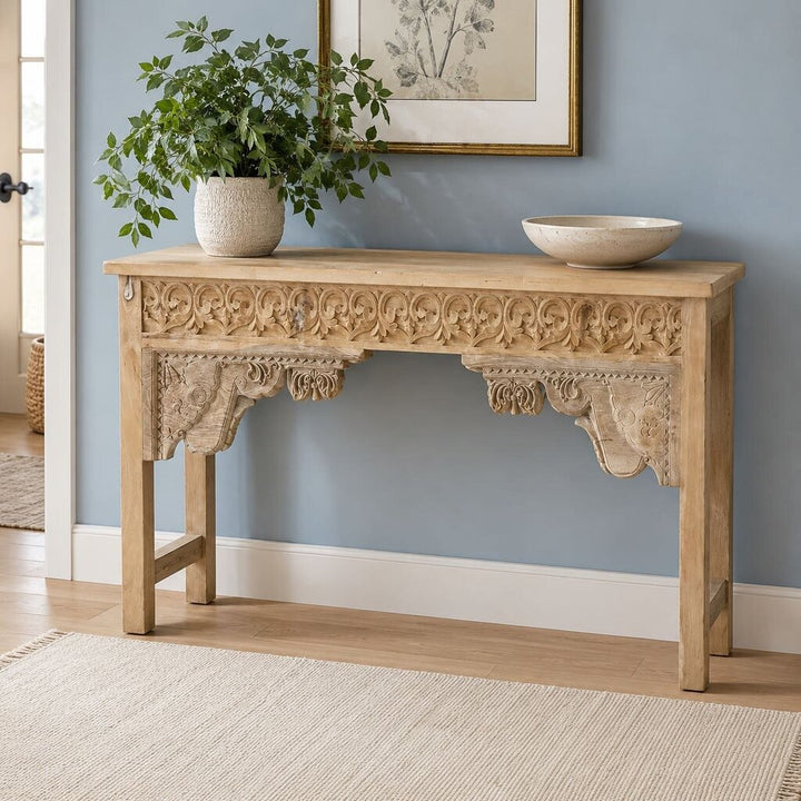 Orig. Price $1,499 - Hand Carved Wood Console Table