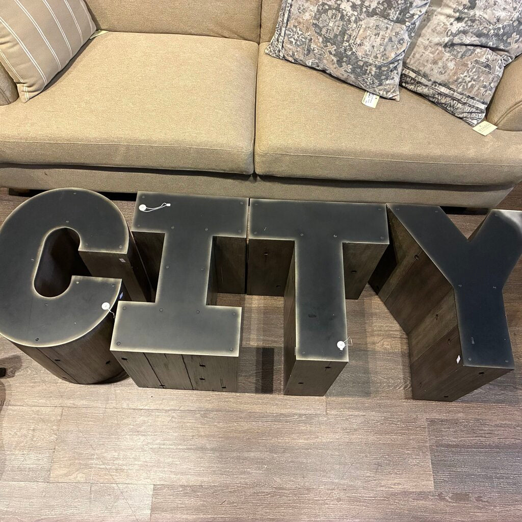 Orig. Price $4,000 - "C-I-T-Y" Letters Coffee Tables