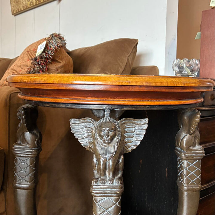 Round Gargoyle Accent Table w/ Marble Top