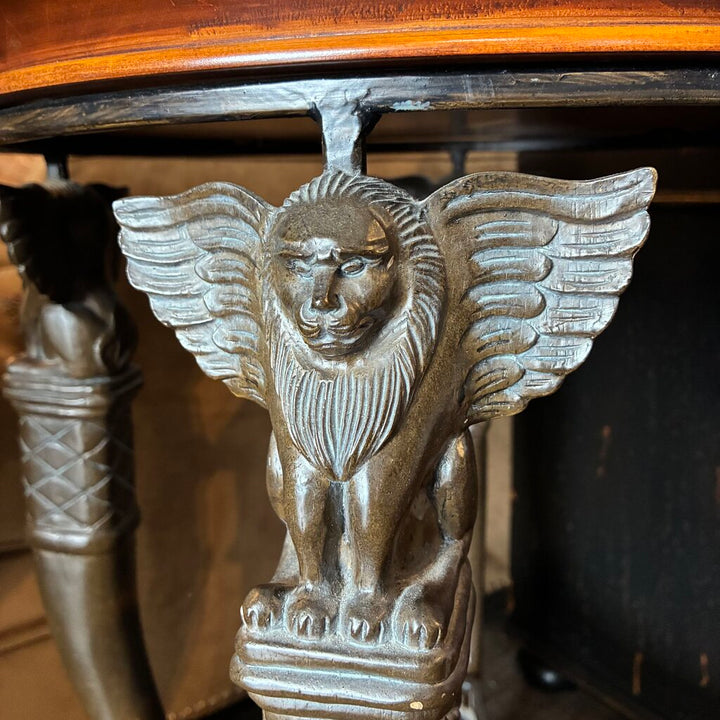 Round Gargoyle Accent Table w/ Marble Top