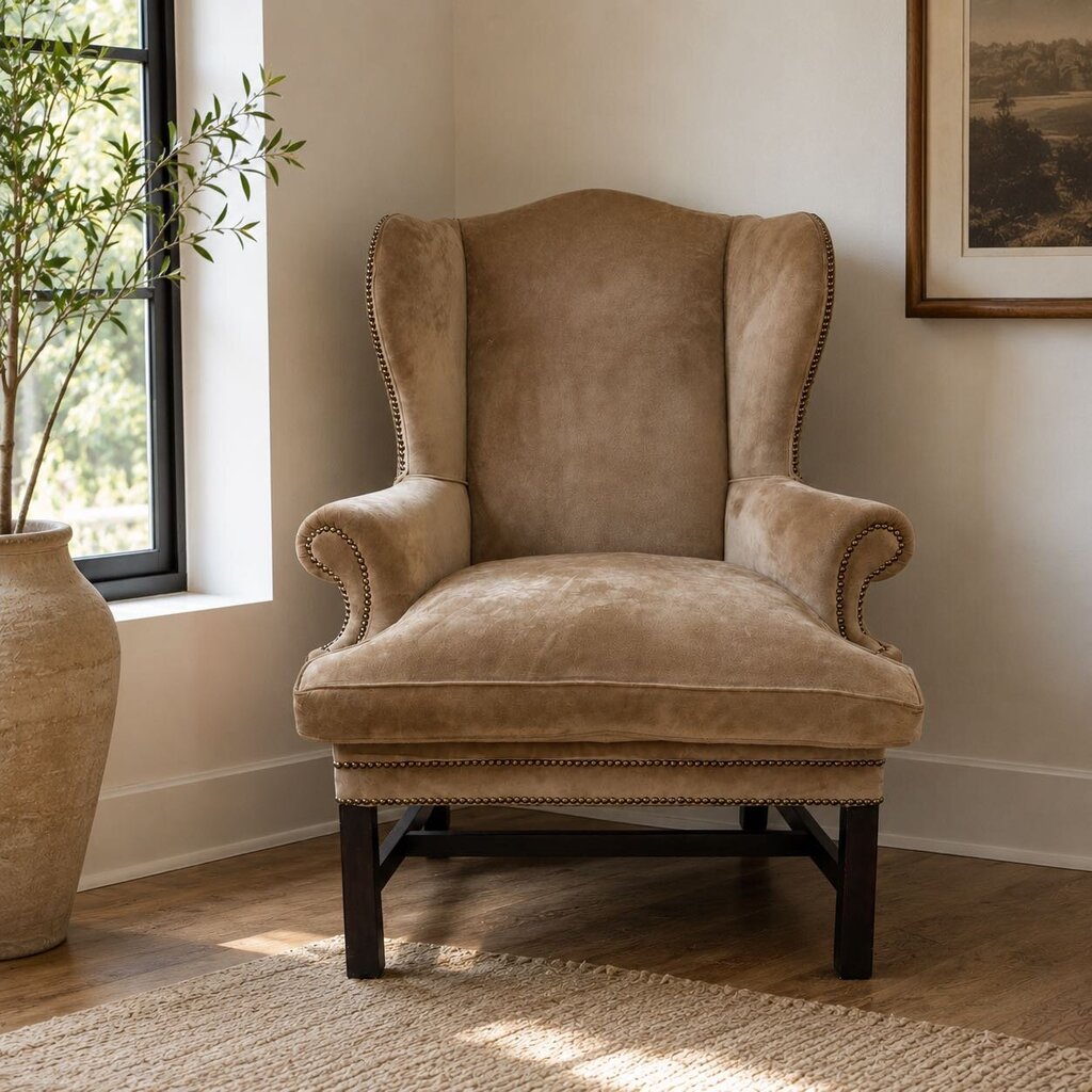 Orig. Price $10,650 - Devonshire Wingback Chair w/ Nailhead Trim