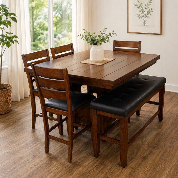 Counter Height Dining Set with 4 Chairs and Bench