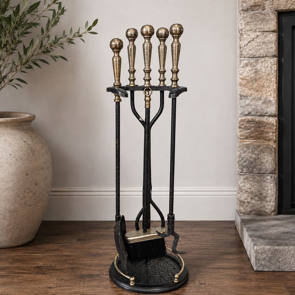 4 Piece Fireplace Tools in Stand