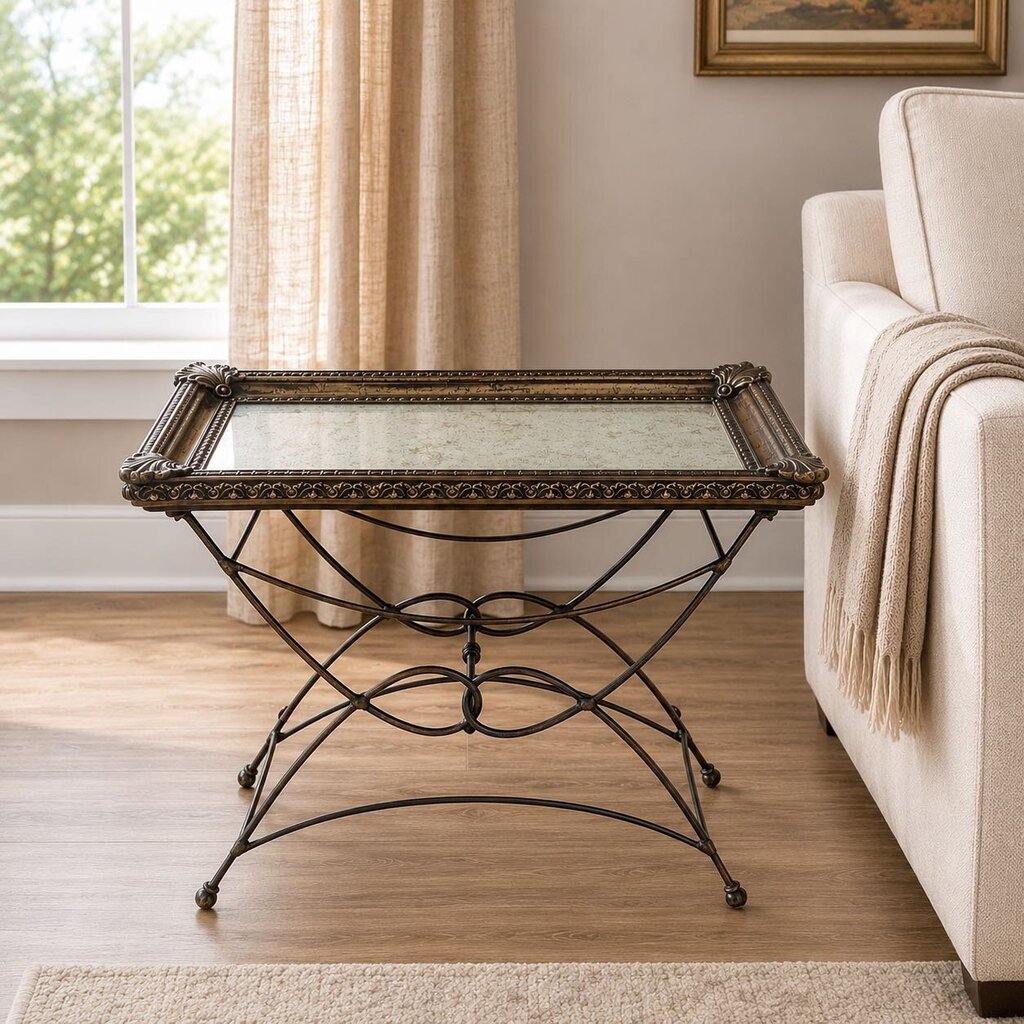 Orig. Price $200 - Antiqued Mirror Tray Table
