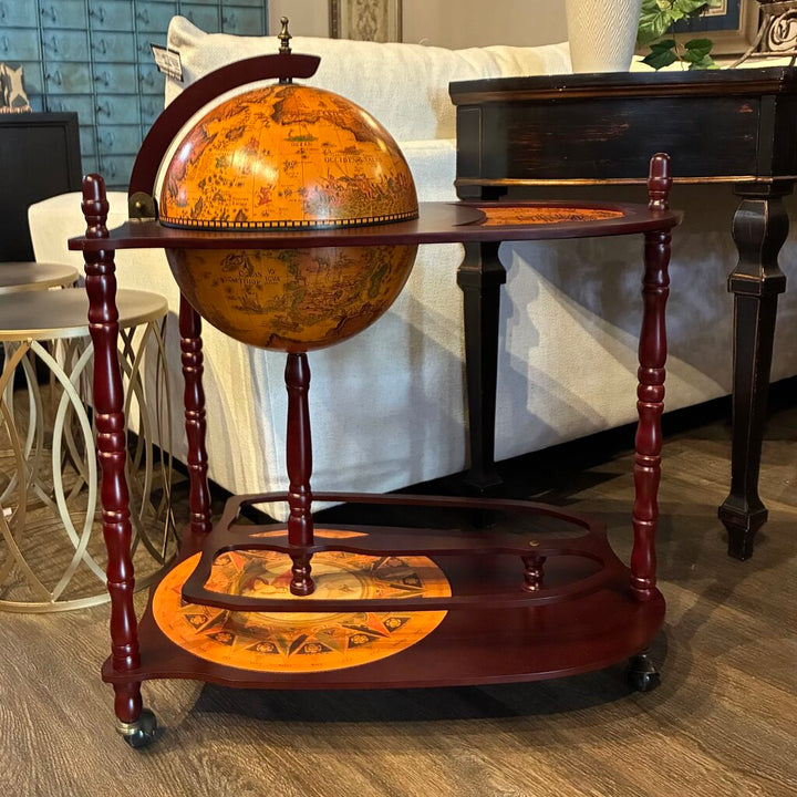 Orig. Price $215 - Novelty Globe Cart Liquor Cabinet w/ Casters