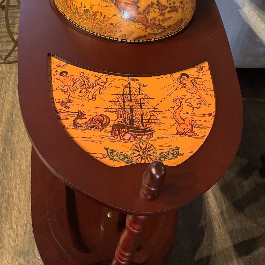 Orig. Price $215 - Novelty Globe Cart Liquor Cabinet w/ Casters