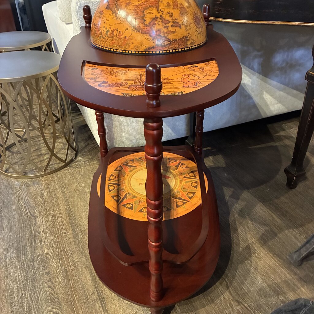Orig. Price $215 - Novelty Globe Cart Liquor Cabinet w/ Casters