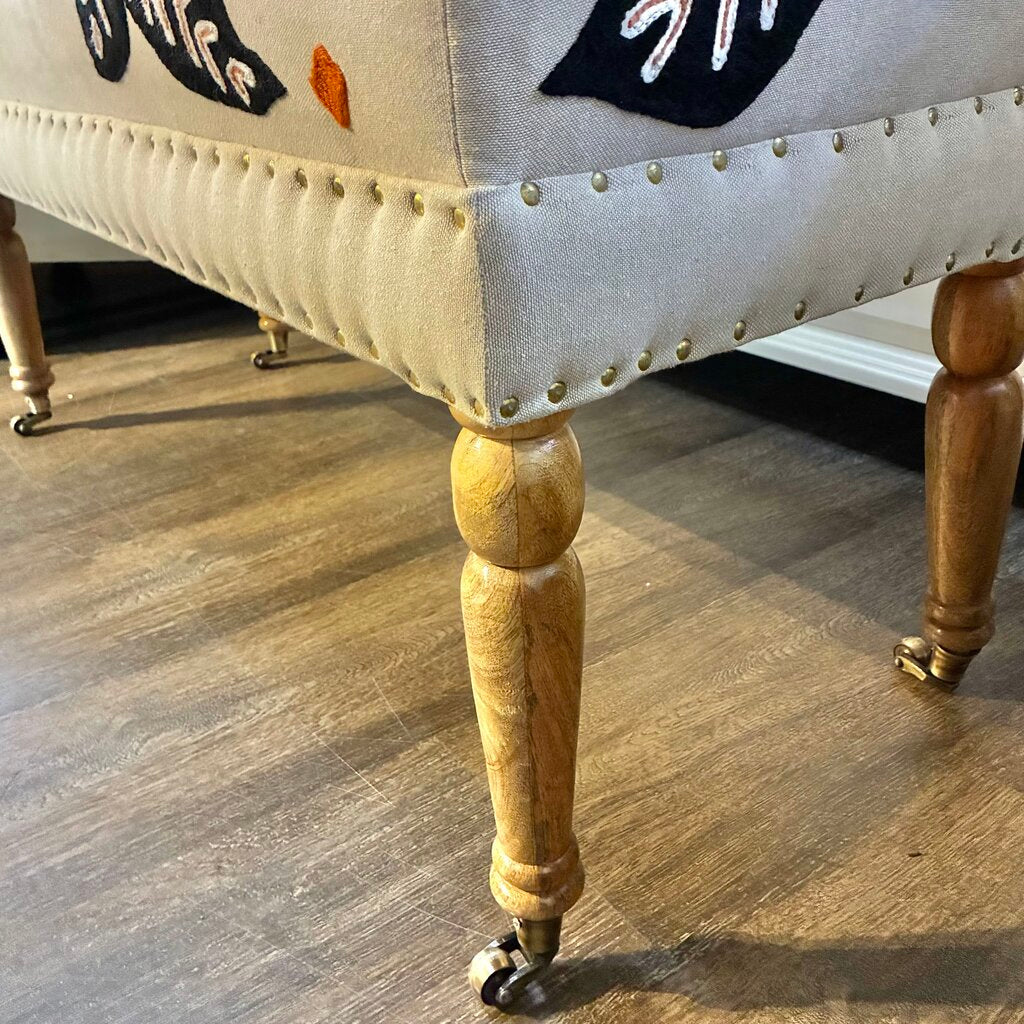 Orig. Price $399 - Linnet Embroidered Bench w/ Nailhead Trim