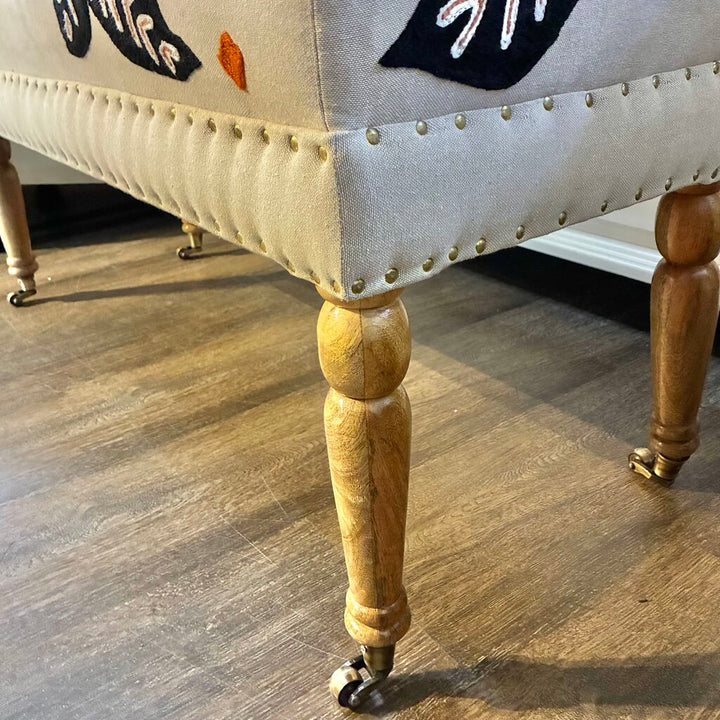 Orig. Price $399 - Linnet Embroidered Bench w/ Nailhead Trim