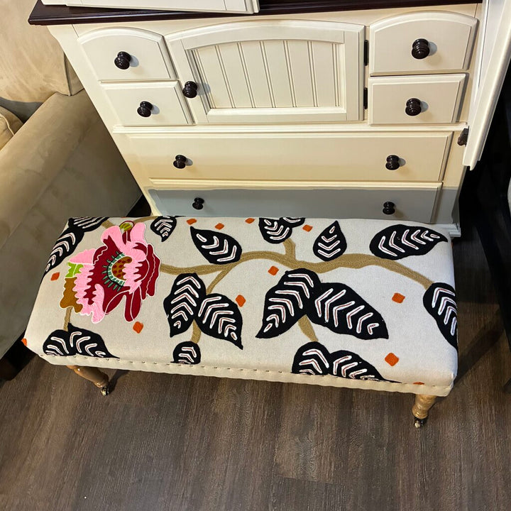 Orig. Price $399 - Linnet Embroidered Bench w/ Nailhead Trim