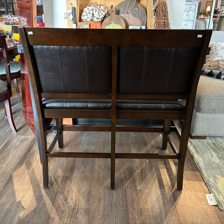 Rectangular Counter Height Table w/ Vegan Leather Bench