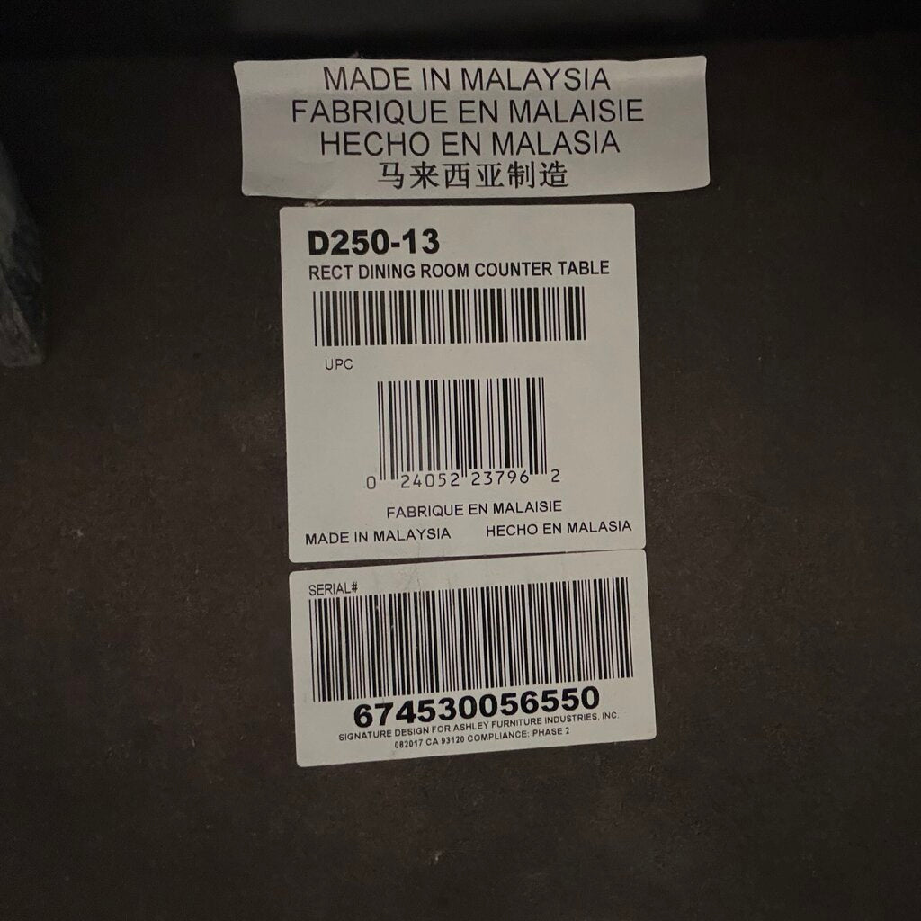 Rectangular Counter Height Table w/ Vegan Leather Bench
