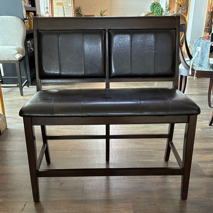 Rectangular Counter Height Table w/ Vegan Leather Bench