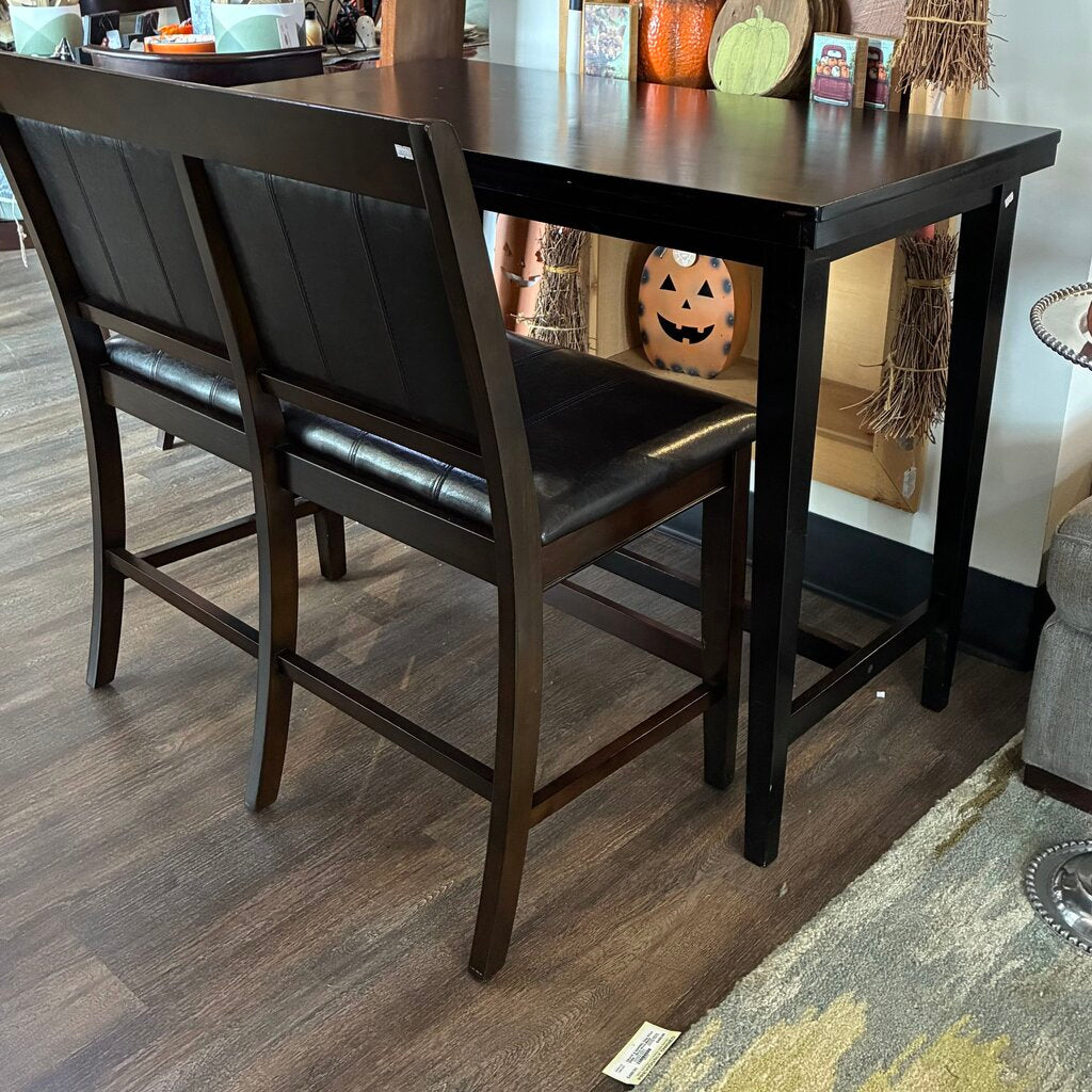Rectangular Counter Height Table w/ Vegan Leather Bench