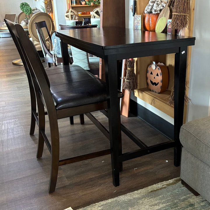 Rectangular Counter Height Table w/ Vegan Leather Bench