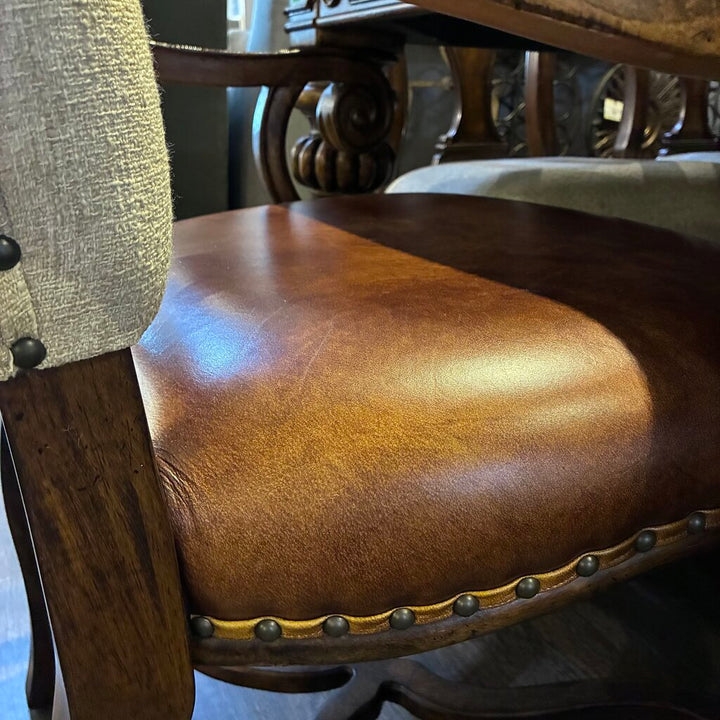 Segovia Marquetry Dining Table w/ 8 Chairs & Leaf