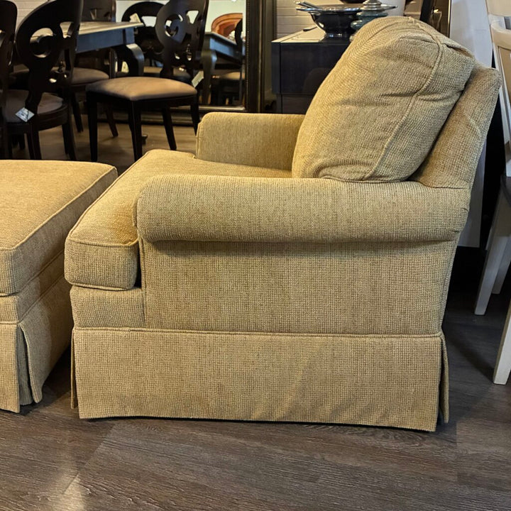 Skirted Rollarm Club Chair w/ Ottoman
