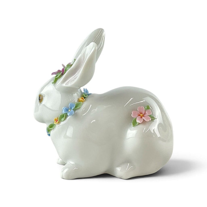 Attentive Bunny with Flowers #4869