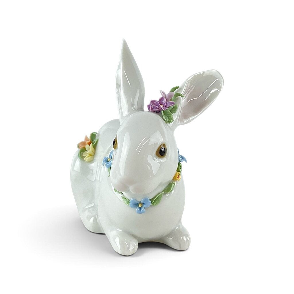 Attentive Bunny with Flowers #4869
