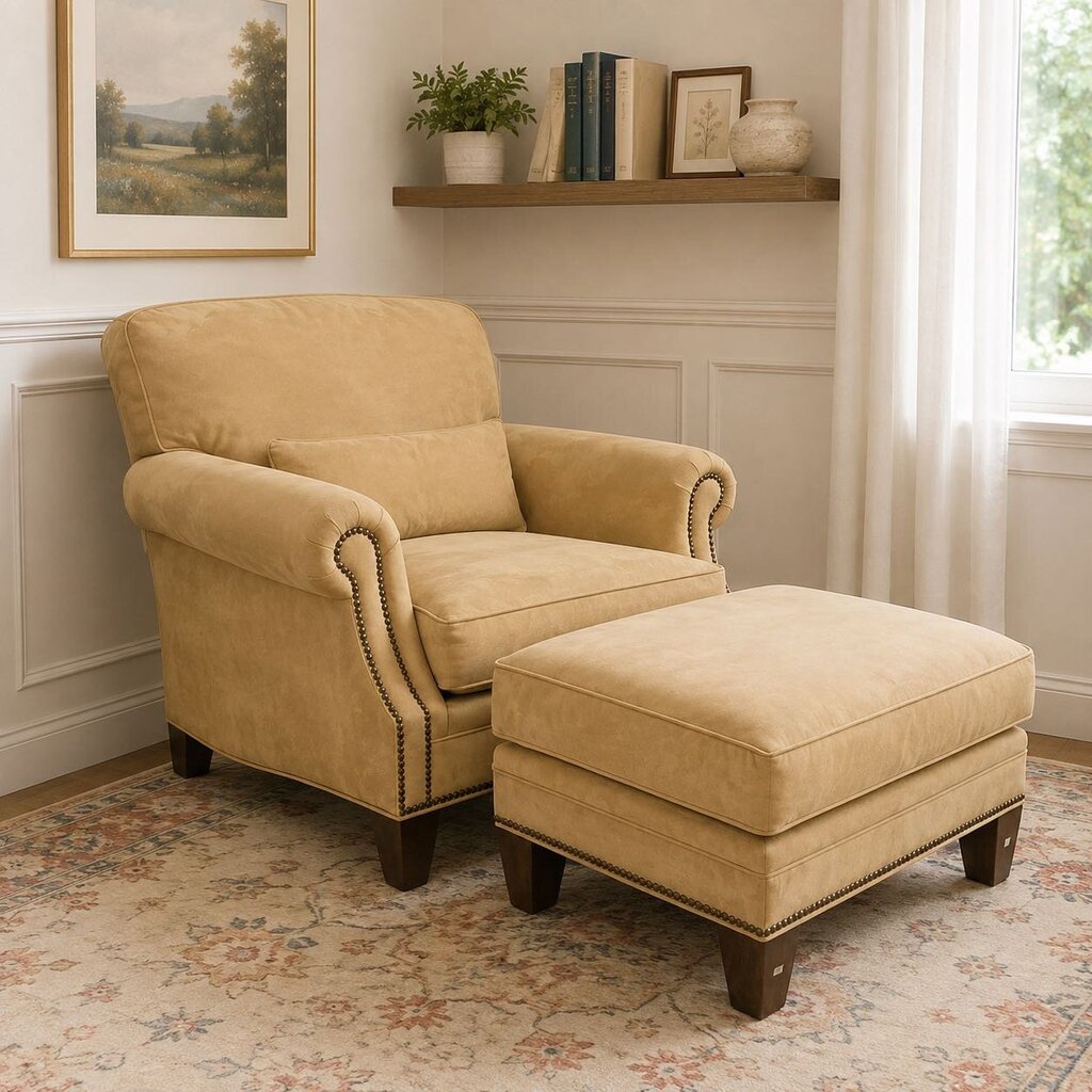 Orig. Price $2,699 - Spencer Collection Armchair w/ Ottoman