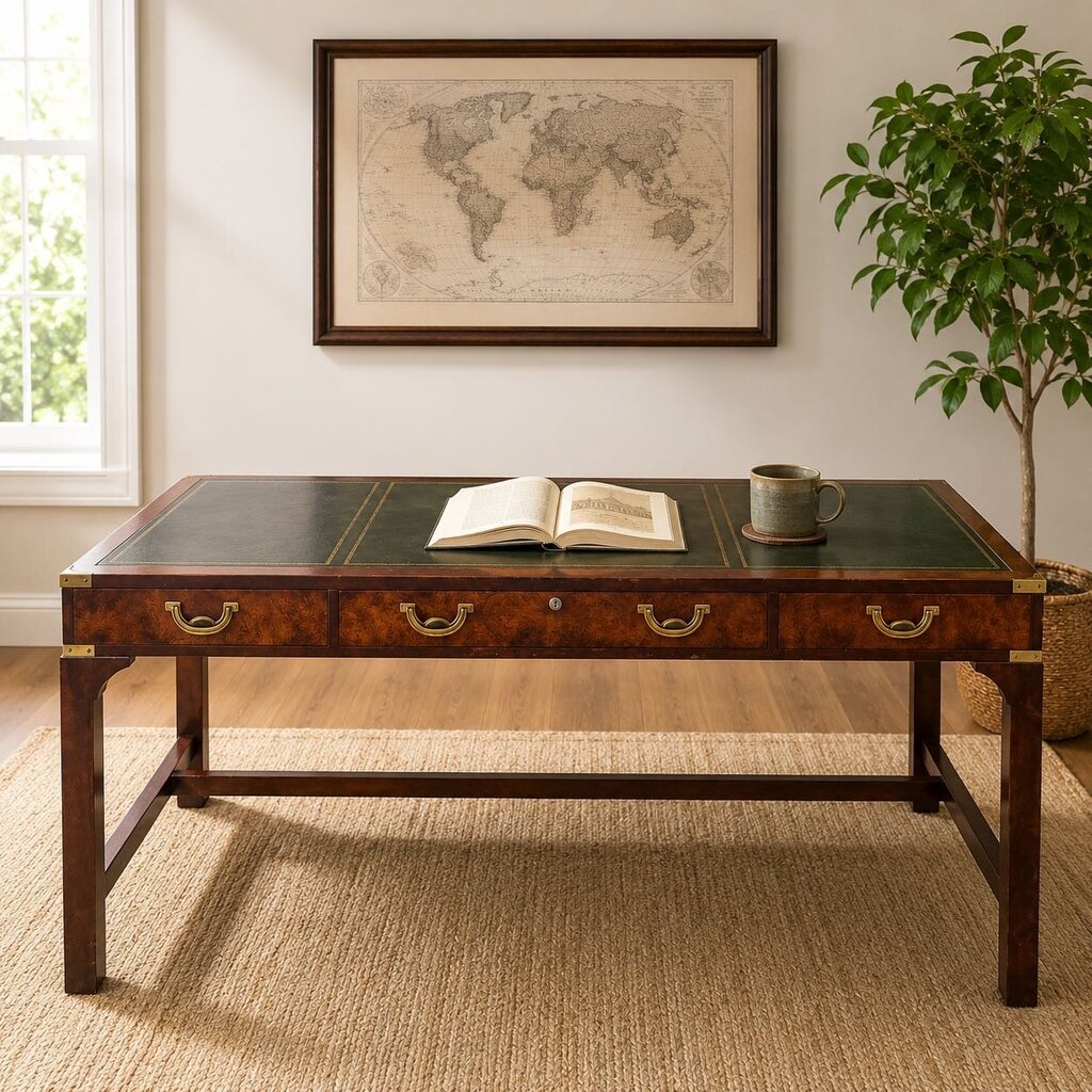 Georgian Collection Executive Desk w/ Leather Inlaid Top