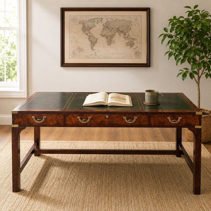 Georgian Collection Executive Desk w/ Leather Inlaid Top