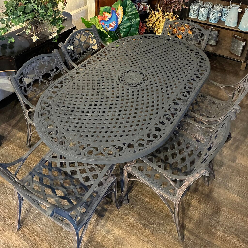 Sanibel Cast Aluminum Patio Table w/ 6 Chairs