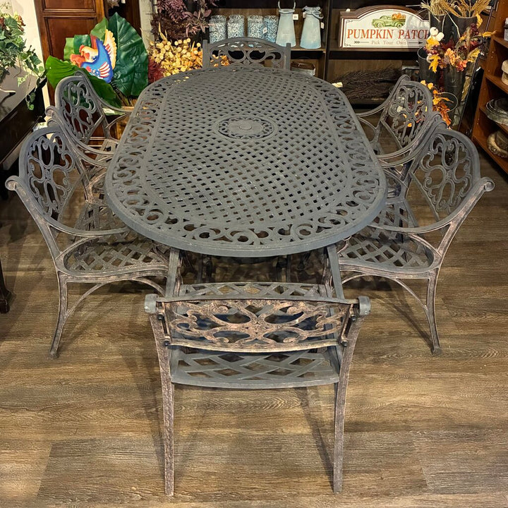 Sanibel Cast Aluminum Patio Table w/ 6 Chairs