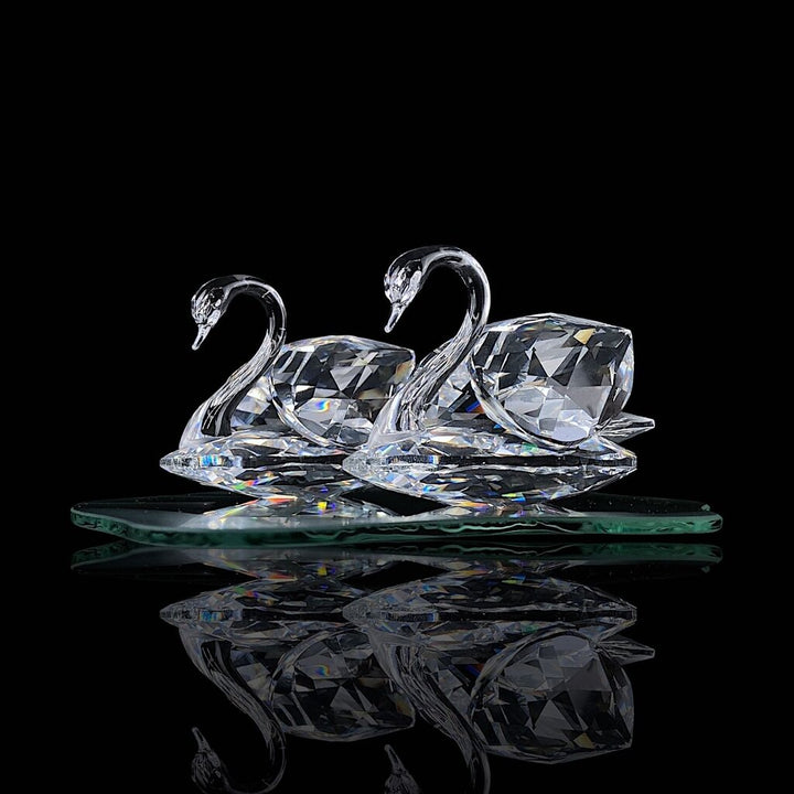 Pair of Large Crystal Swans - Box
