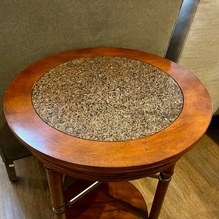 Round Accent Table w/ Granite Inlay