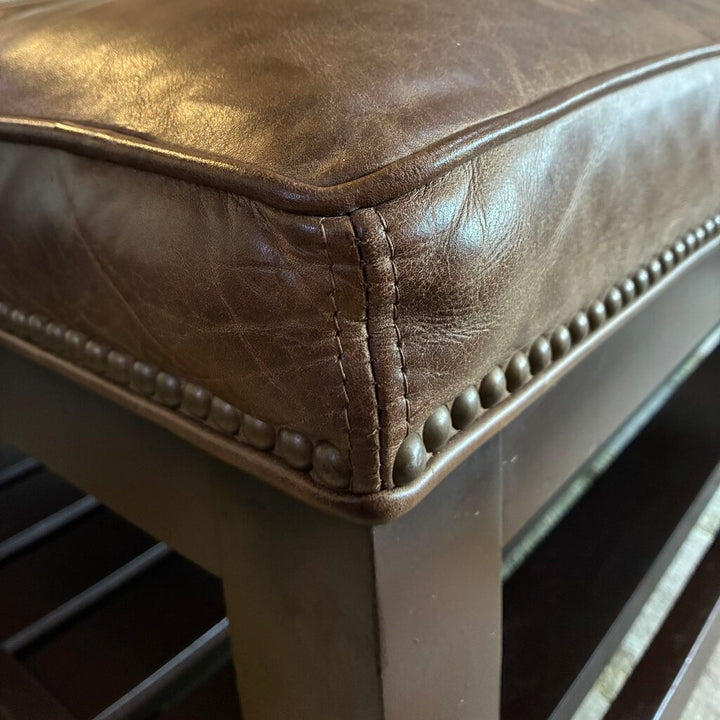 Tufted Leather Ottoman