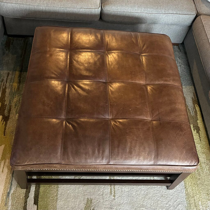Tufted Leather Ottoman
