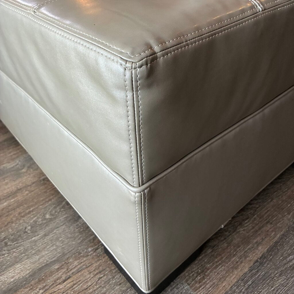 Tufted Vegan Leather Ottoman
