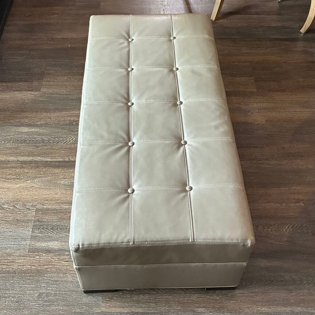 Tufted Vegan Leather Ottoman