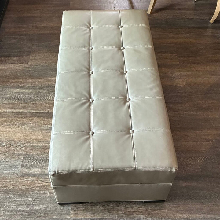 Tufted Vegan Leather Ottoman
