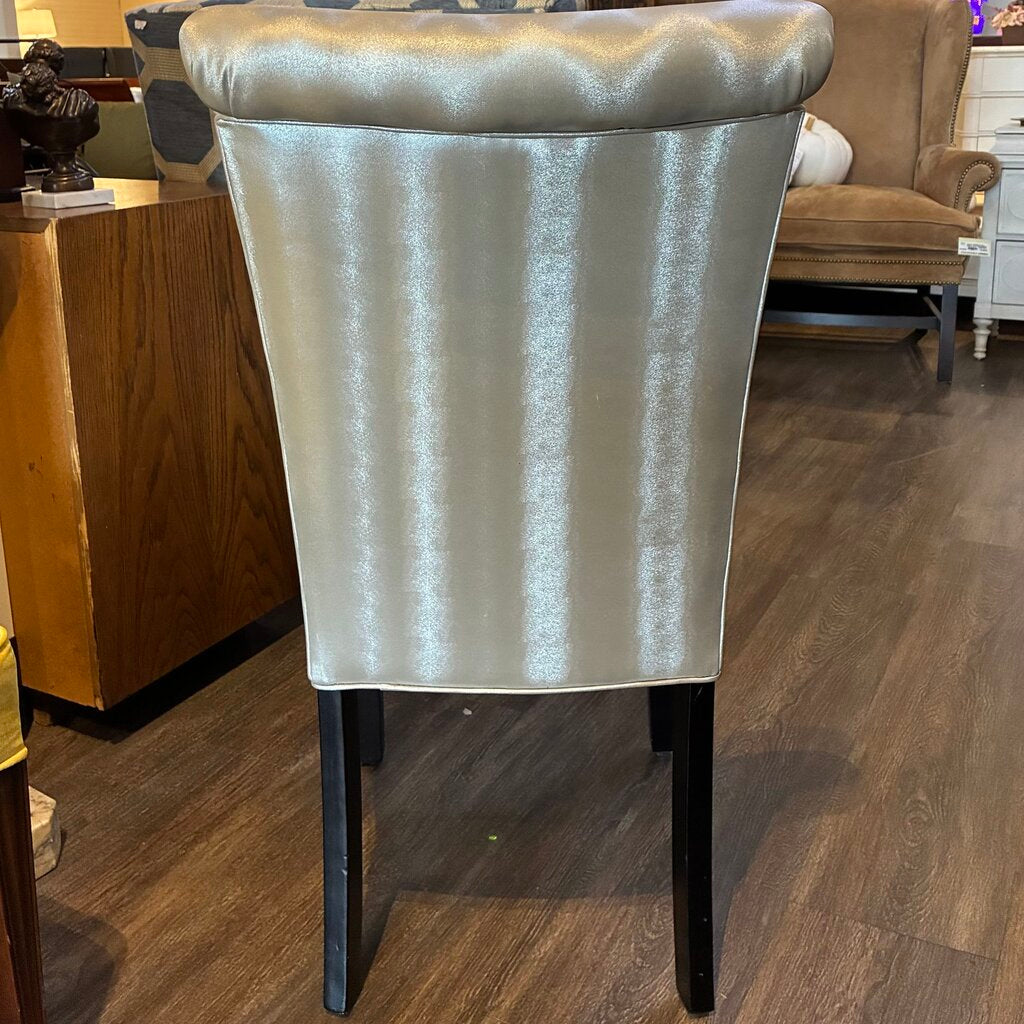 Metallic Upholstered Parsons Chair w/ Rolled Back