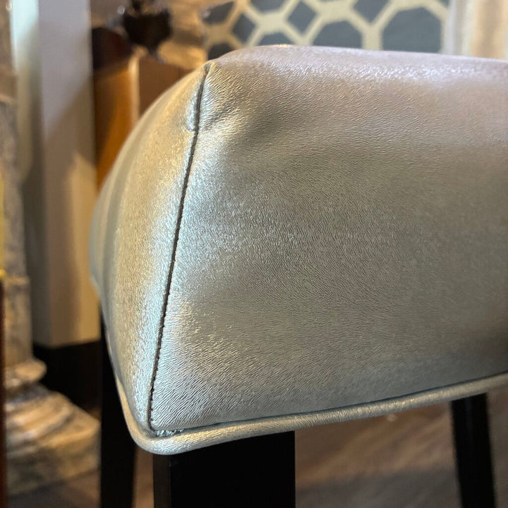 Metallic Upholstered Parsons Chair w/ Rolled Back