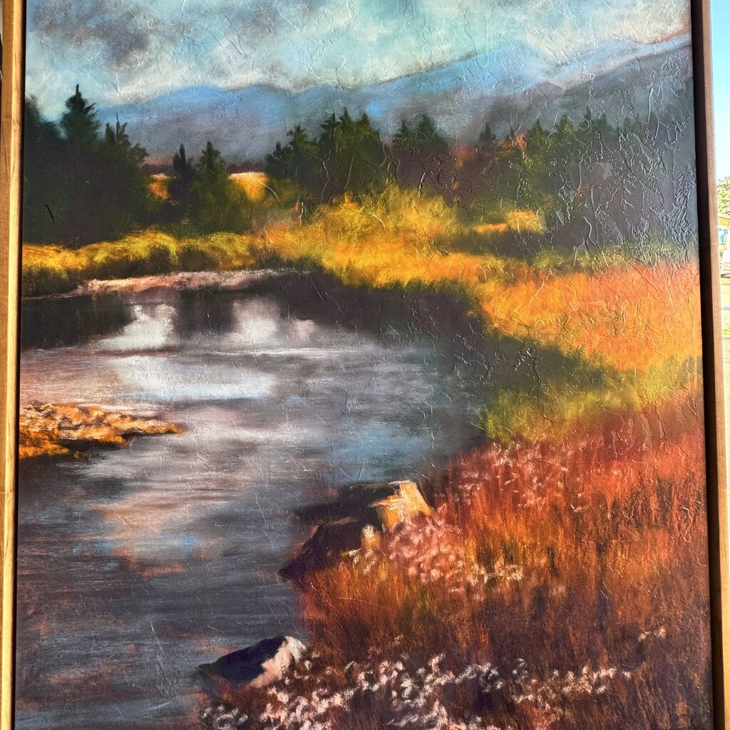 Orig. Price $1500 - "Winding River I" Framed Canvas by Marjorie Cranston