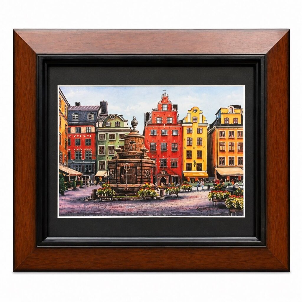 Watercolor Sweden Waterfront Picture