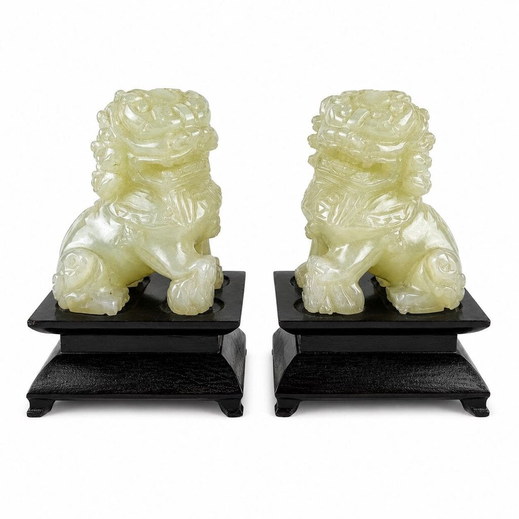 Pair of Jade Chinese Foo Dog