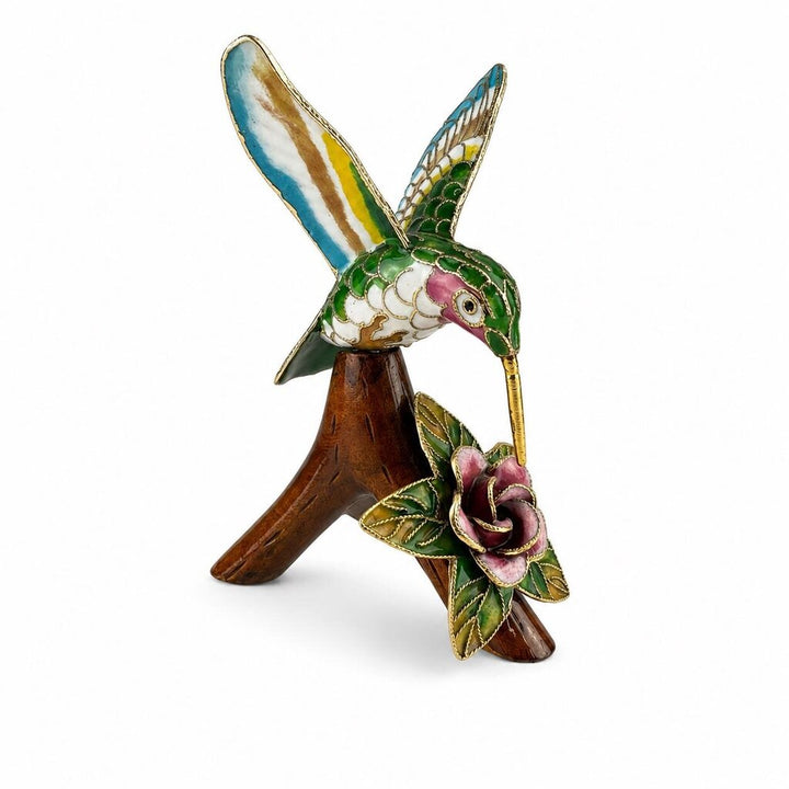 Cloisonne of Mosaic Hummingbird with Flower