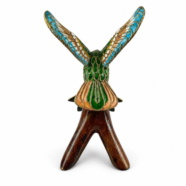 Cloisonne of Mosaic Hummingbird with Flower