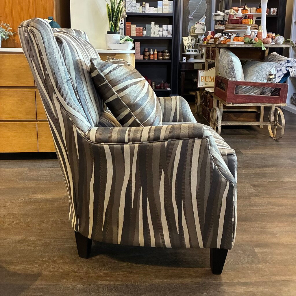 Orig. Price $700 - Wavy Upholstered Wingback Chair w/ Accent Pillow