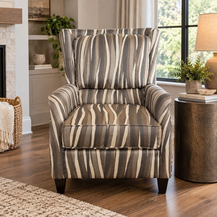 Orig. Price $700 - Wavy Upholstered Wingback Chair w/ Accent Pillow